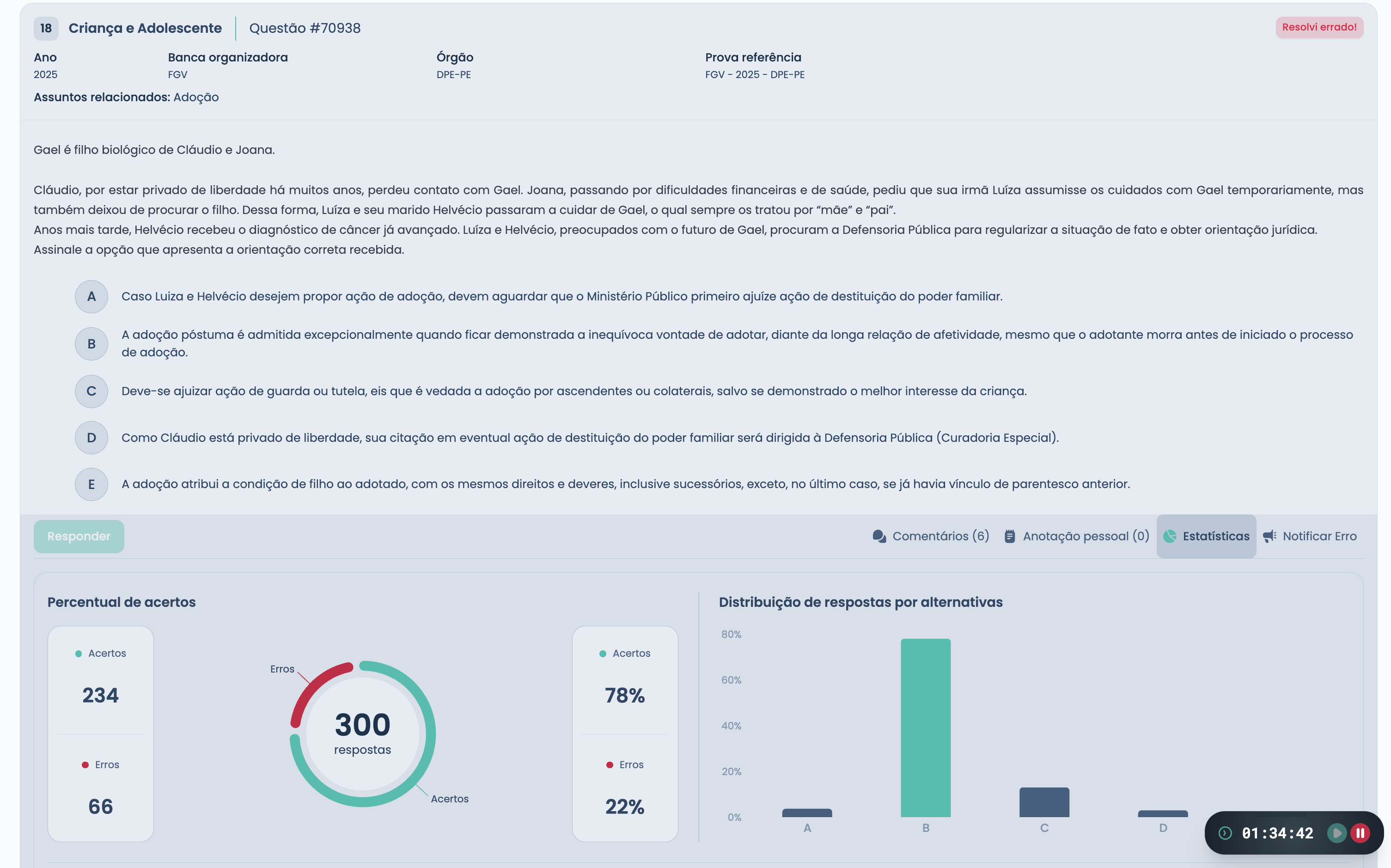 Plataforma RDP — Cada questão mostra onde você errou — e por quê