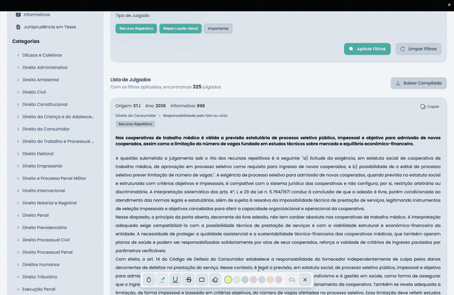 Buscador de Jurisprudência do RDP com filtros de repercussão geral e teses repetitivas